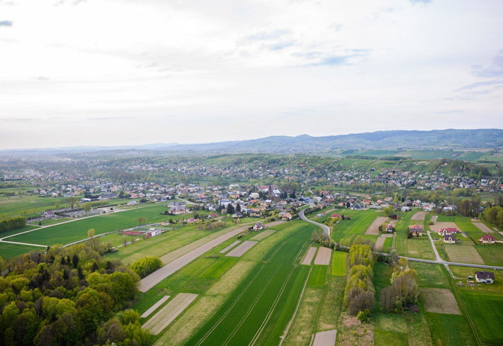 Widok z balonu - przelot nad Łężanami